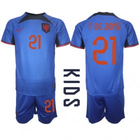 Baby Fußballbekleidung Niederlande Frenkie de Jong #21 Auswärtstrikot WM 2022 Kurzarm (+ kurze hosen)